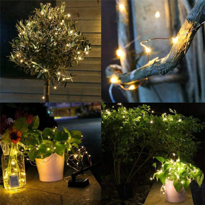 20m 200LED Solar Outdoor Waterproof Silver Wire Light String Christmas New Year Garden Decoration Garland Lights(Warm White Light) - LED Light by buy2fix | Online Shopping UK | buy2fix