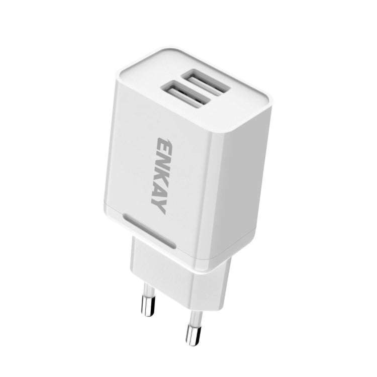 ENKAY Hat-Prince T003-1 10.5W 2.1A Dual USB Charging EU Plug Travel Power Adapter With 2.1A 1m Micro USB Cable - USB Charger by ENKAY | Online Shopping UK | buy2fix