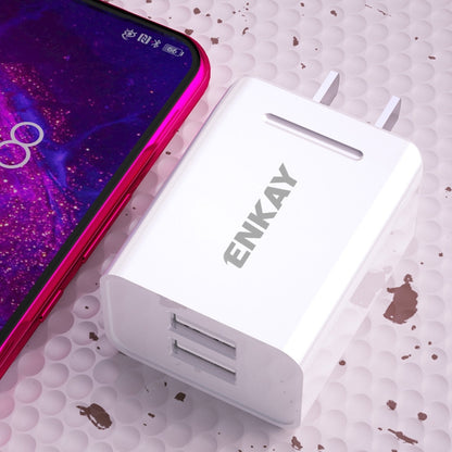 ENKAY Hat-Prince U008-1 10.5W 2.1A Dual USB Charging US Plug Travel Power Adapter With 2.1A 1m 8 Pin Cable - USB Charger by ENKAY | Online Shopping UK | buy2fix