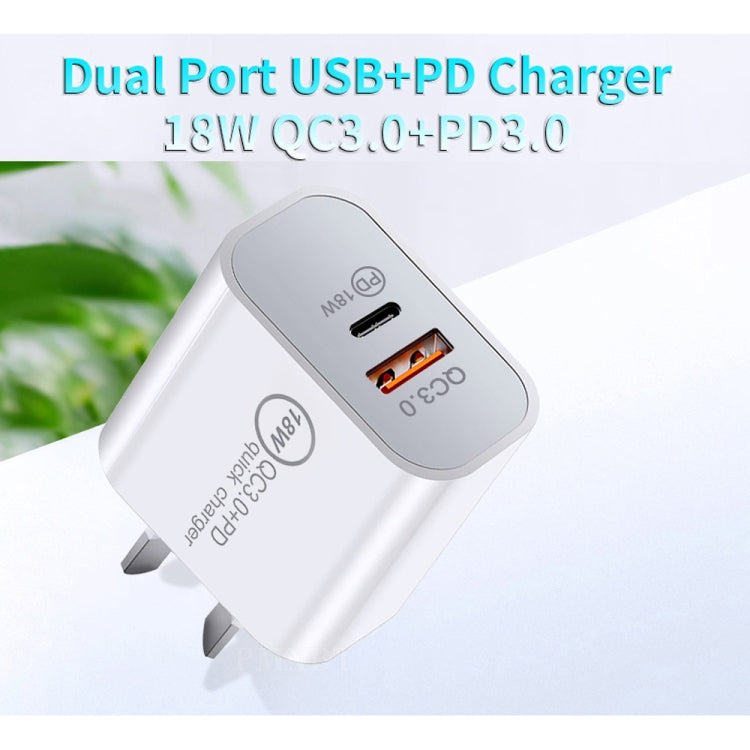 SDC-18W 18W PD 3.0 + QC 3.0 USB Dual Fast Charging Universal Travel Charger with USB to Type-C / USB-C Fast Charging Data Cable, AU Plug - Mobile Accessories by buy2fix | Online Shopping UK | buy2fix