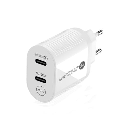 40W Dual Port PD / Type-C Fast Charger for iPhone / iPad Series, EU Plug(White) - Apple Accessories by buy2fix | Online Shopping UK | buy2fix