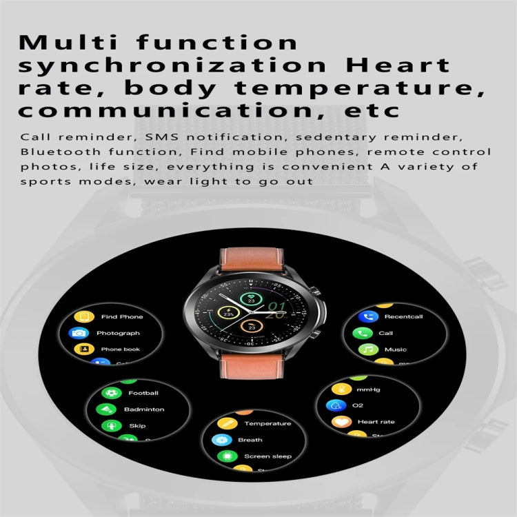 DW95 1.28 inch Color Screen Smart Watch, IP67 Waterproof,Leather Watchband,Support Bluetooth Call/Heart Rate Monitoring/Blood Pressure Monitoring/Blood Oxygen Monitoring/Sleep Monitoring(Silver) - Smart Wear by buy2fix | Online Shopping UK | buy2fix