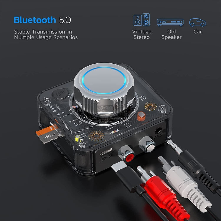 C39 Bluetooth 5.0 Receiver RCA to 3.5mm Wireless Audio Converter Support TF Card - Apple Accessories by buy2fix | Online Shopping UK | buy2fix