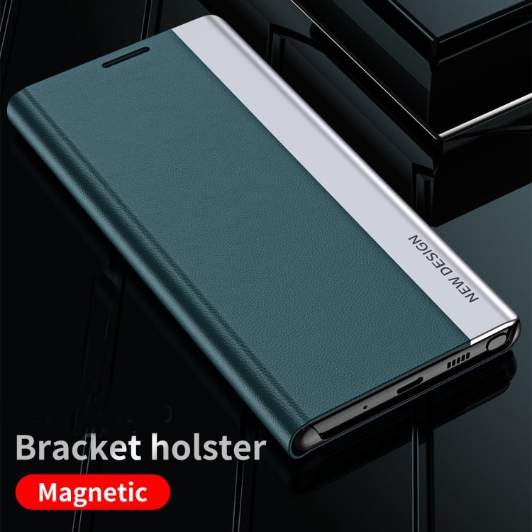 For Xiaomi Mi 11T / 11T Pro Side Electroplated Magnetic Ultra-Thin Horizontal Flip Leather Case with Holder(Black) - Xiaomi Accessories by buy2fix | Online Shopping UK | buy2fix