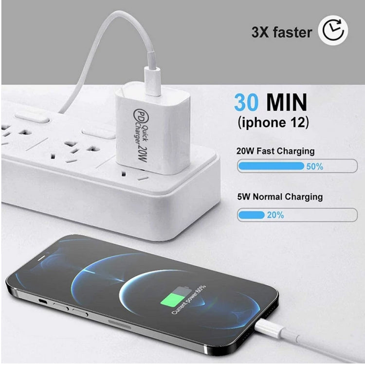 2m AU-20W PD USB-C / Type-C Travel Charger with USB-C to 8 Pin Data Cable, AU Plug - Apple Accessories by buy2fix | Online Shopping UK | buy2fix