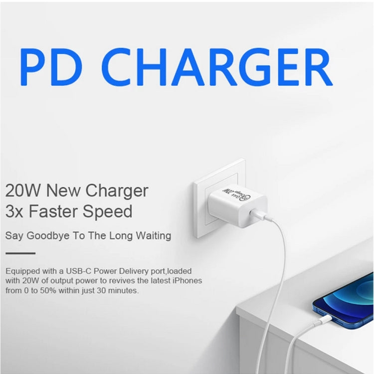 2m AU-20W PD USB-C / Type-C Travel Charger with USB-C to 8 Pin Data Cable, AU Plug - Apple Accessories by buy2fix | Online Shopping UK | buy2fix