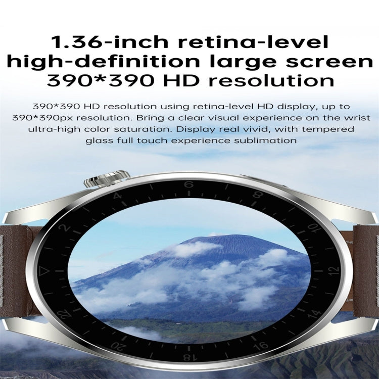 T3 IP68 1.36 inch Leather Watchband Color Screen Smart Watch(Black) - Smart Wear by buy2fix | Online Shopping UK | buy2fix