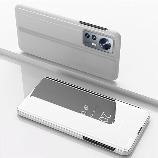 For Xiaomi 12 / 12X  Plated Mirror Horizontal Flip Leather Case with Holder(Silver) - 12 Cases by buy2fix | Online Shopping UK | buy2fix