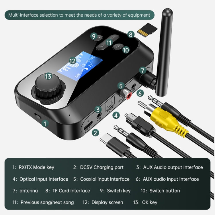 C41S Bluetooth 5.0 Audio Receiver 2 in 1 with Screen Fiber Coaxial Adapter - Apple Accessories by buy2fix | Online Shopping UK | buy2fix