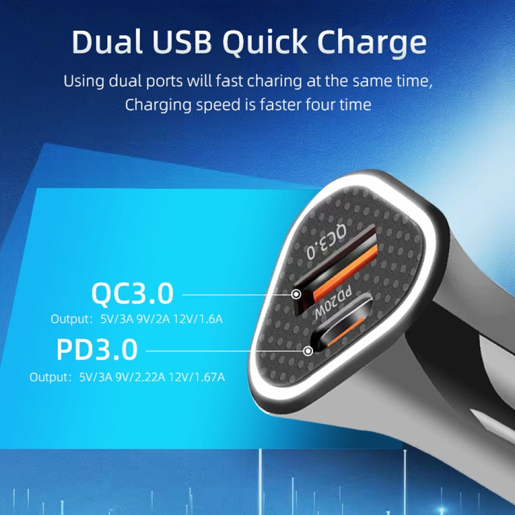 TE-P23 38W PD USB-C / Type-C + QC3. 0 USB Triangle Car Charger + USB-C / Type-C to 8 Pin Data Cable, Length: 1m(White) - In Car by buy2fix | Online Shopping UK | buy2fix