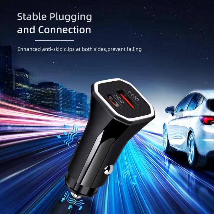 TE-P22 38W PD USB-C / Type-C + QC3. 0 USB Car Charger with 1m USB-C / Type-C to USB-C / Type-C Data Cable(Black) - In Car by buy2fix | Online Shopping UK | buy2fix