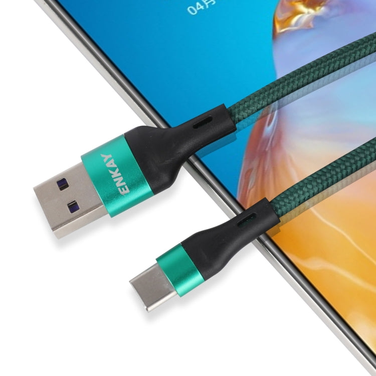 ENKAY ENK-CB119 1m USB 3.0 to USB-C / Type-C 5A Super Fast Charging Sync Data Cable(Green) -  by ENKAY | Online Shopping UK | buy2fix