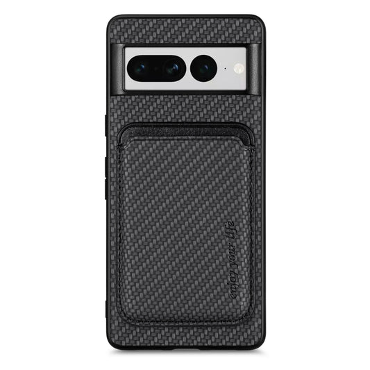 For Google Pixel 7 Pro Carbon Fiber Leather Card Magsafe Phone Case(Black) - Google Cases by buy2fix | Online Shopping UK | buy2fix