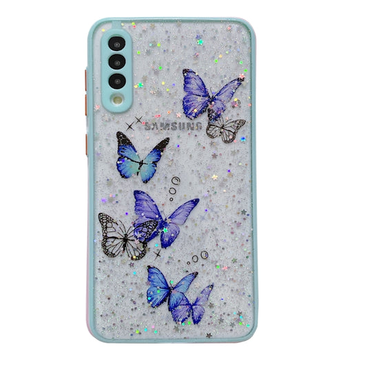 For Samsung Galaxy S22 5G Color Butterfly Glitter Epoxy TPU Phone Case(Green) - Galaxy S22 5G Cases by buy2fix | Online Shopping UK | buy2fix
