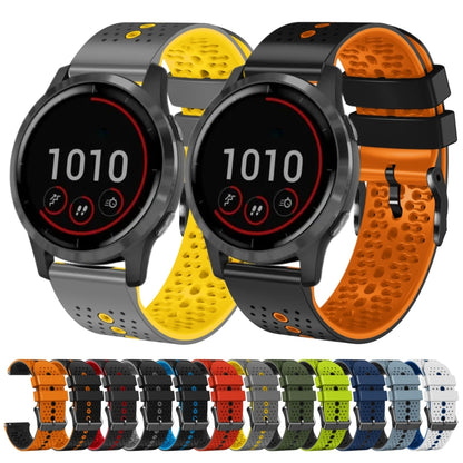 For Garmin vivoactive 4 22mm Perforated Two-Color Silicone Watch Band(Orange+Black) - Watch Bands by buy2fix | Online Shopping UK | buy2fix