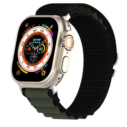 Double Color Nylon Watch Band For Apple Watch Ultra 49mm(Black+Green) - Watch Bands by buy2fix | Online Shopping UK | buy2fix