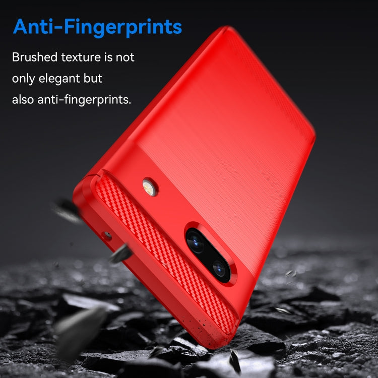 For Google Pixel 7a Brushed Texture Carbon Fiber TPU Phone Case(Red) - Google Cases by buy2fix | Online Shopping UK | buy2fix