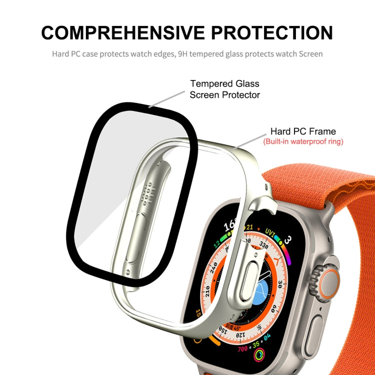 For Apple Watch Ultra / Ultra 2 49mm ENKAY Hat-Prince Waterproof Full Coverage PC Frame + 9H Tempered Glass Case(Silver) - Watch Cases by ENKAY | Online Shopping UK | buy2fix