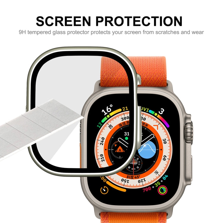 For Apple Watch Ultra / Ultra 2 49mm ENKAY Hat-Prince Waterproof Full Coverage PC Frame + 9H Tempered Glass Case(Silver) - Watch Cases by ENKAY | Online Shopping UK | buy2fix