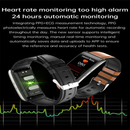 E600 1.47 inch Color Screen Smart Watch Leather Strap Support Heart Rate Monitoring / Blood Pressure Monitoring(Brown) - Smart Wear by buy2fix | Online Shopping UK | buy2fix