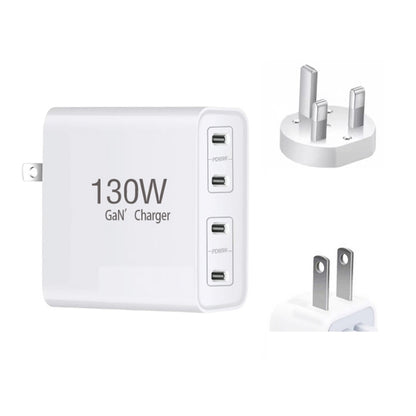 GaN 130W 4-Port USB-C PD65W / PD30W Multi Port Type-C Charger with  1.8m Type-C to MagSafe 2 / T Header Data Cable US / UK Plug - Cable & Adapter by buy2fix | Online Shopping UK | buy2fix