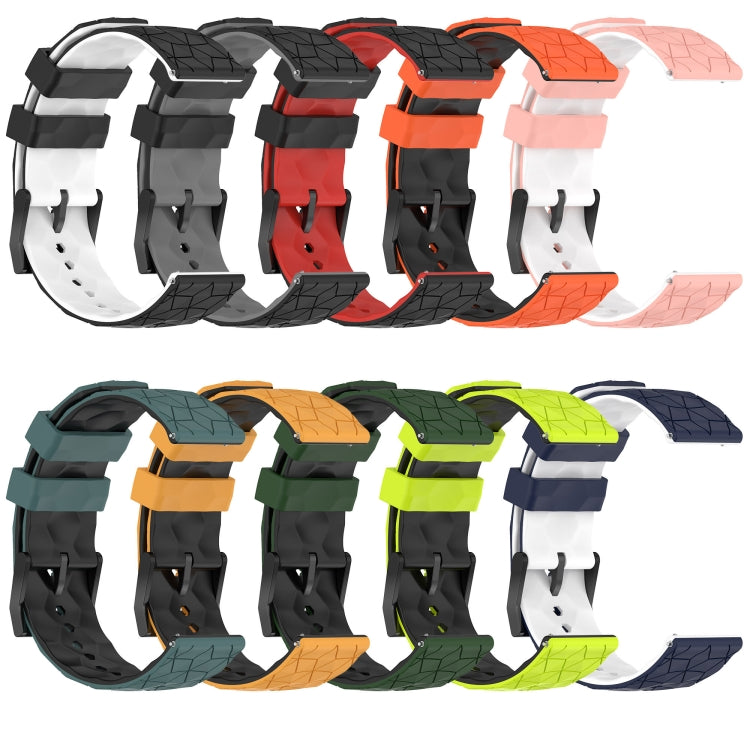 For Garmin Forerunner 255 Music 22mm Football Pattern Two-Color Silicone Watch Band(Olive Green + Black) - Watch Bands by buy2fix | Online Shopping UK | buy2fix