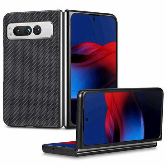 For Google Pixel Fold Carbon Fiber Texture Leather Back Cover Phone Case(Black) - Google Cases by buy2fix | Online Shopping UK | buy2fix