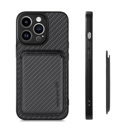 For iPhone 13 Pro Max Carbon Fiber Leather Card Magsafe Magnetic Phone Case(Black) - iPhone 13 Pro Max Cases by buy2fix | Online Shopping UK | buy2fix