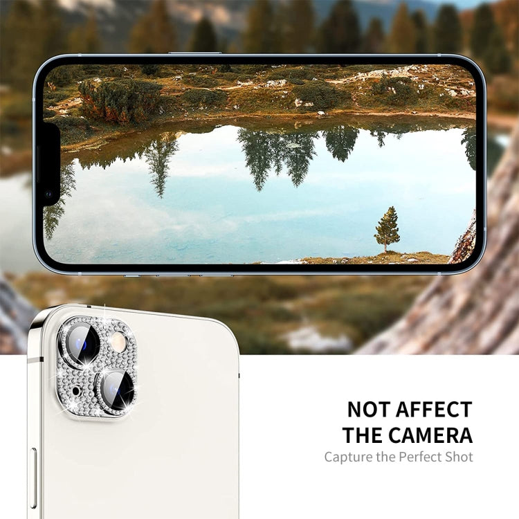 For iPhone 14 / 14 Plus ENKAY Hat-Prince Blink Diamond Camera Lens Aluminium Alloy Tempered Glass Film(Colorful) - iPhone 14 Tempered Glass by ENKAY | Online Shopping UK | buy2fix