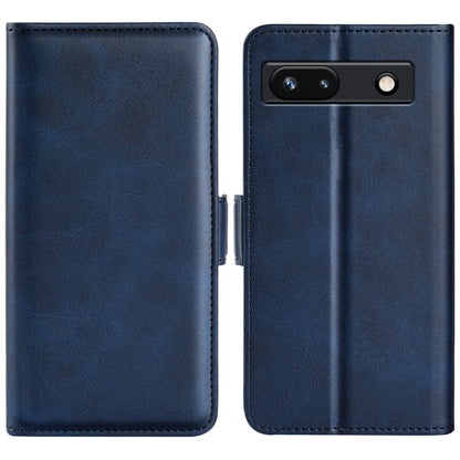 For Google Pixel 7a Dual-side Magnetic Buckle Leather Phone Case(Dark Blue) - Google Cases by buy2fix | Online Shopping UK | buy2fix