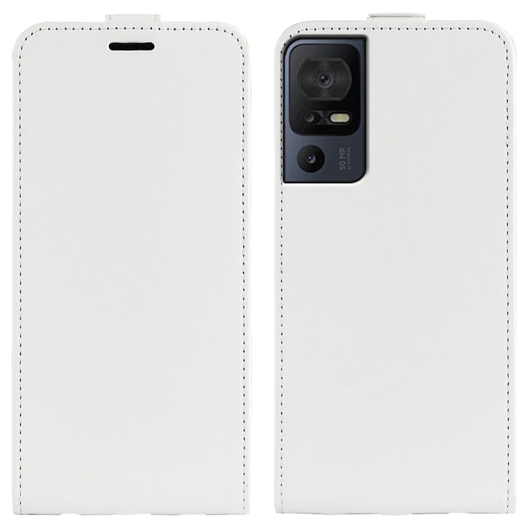 For TCL 40 SE R64 Texture Vertical Flip Leather Phone Case(White) - More Brand by buy2fix | Online Shopping UK | buy2fix