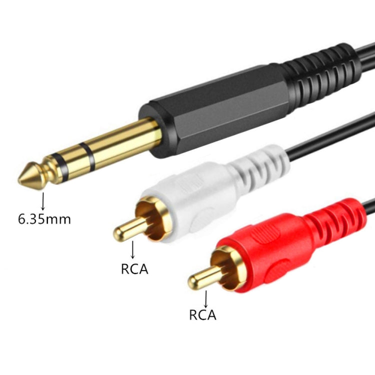 JUNSUNMAY 6.35mm Male TRS Stereo Plug to 2 RCA Phono Male Audio Cable Connector, Length:1.5m - RCA Cable by JUNSUNMAY | Online Shopping UK | buy2fix