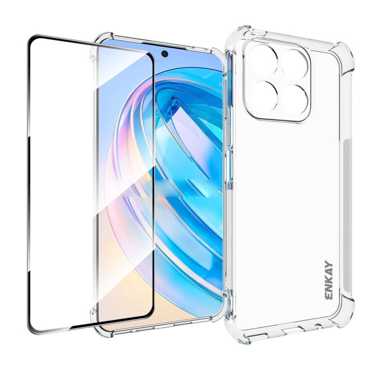 For Honor X8A 4G Global ENKAY Hat-Prince Transparent TPU Shockproof Phone Case with Glass Film - Honor Cases by ENKAY | Online Shopping UK | buy2fix