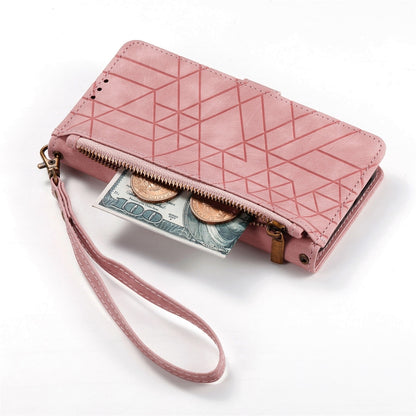 For Google Pixel 6 Geometric Zipper Wallet Side Buckle Leather Phone Case(Pink) - Google Cases by buy2fix | Online Shopping UK | buy2fix