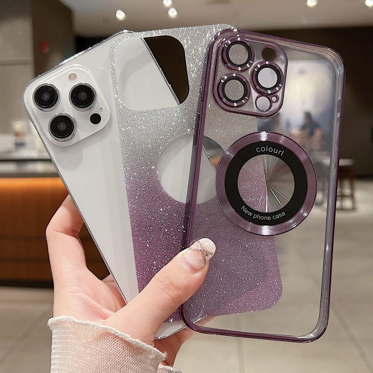 For iPhone 15 Pro Max MagSafe Gradient Glitter Electroplating TPU Phone Case(Purple) - iPhone 15 Pro Max Cases by buy2fix | Online Shopping UK | buy2fix