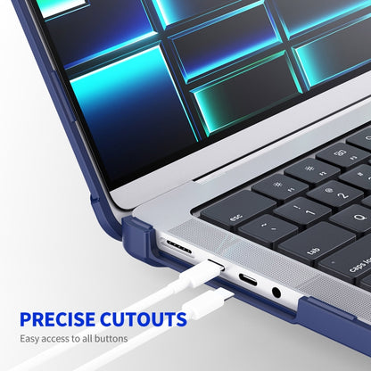 For MacBook Pro 14.2 A2442/A2779 ENKAY Hat-Prince 3 in 1 Protective Bracket Case Cover Hard Shell with TPU Keyboard Film / PET Screen Protector, Version:EU(Dark Blue) - MacBook Pro Cases by ENKAY | Online Shopping UK | buy2fix