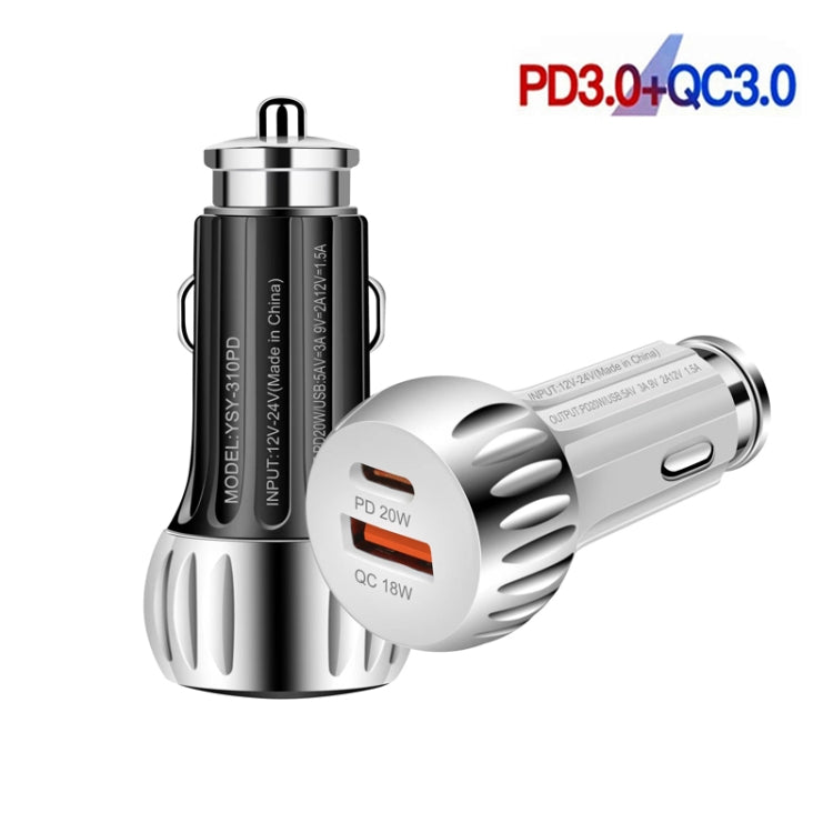 YSY-310PD 38W PD20W USB-C + QC3.0 18W USB Dual Port Fast Car Charger(White) - Car Charger by buy2fix | Online Shopping UK | buy2fix
