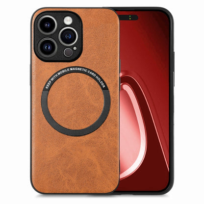 For iPhone 15 Pro Max Solid Color Leather Skin Back Phone Case(Brown) - iPhone 15 Pro Max Cases by buy2fix | Online Shopping UK | buy2fix