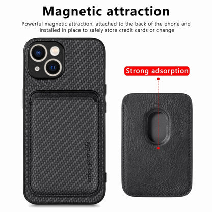 For iPhone 15 Carbon Fiber Leather Card Magsafe Phone Case(Black) - iPhone 15 Cases by buy2fix | Online Shopping UK | buy2fix