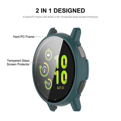 For Garmin Active 5 ENKAY Hat-Prince Full Coverage PC + Tempered Glass Film Integrated Watch Case(Dark Green) - Watch Cases by ENKAY | Online Shopping UK | buy2fix