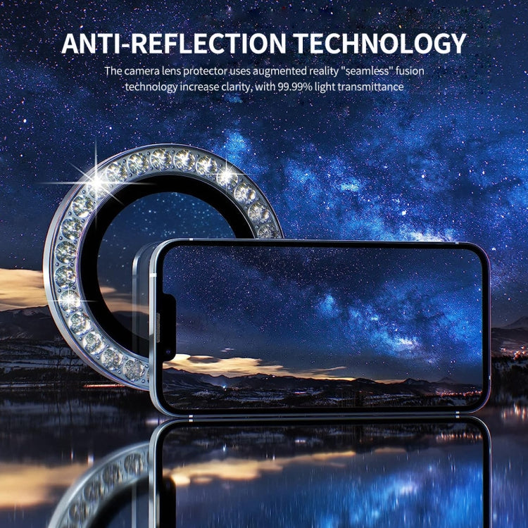 For iPhone 15 / 15 Plus ENKAY AR Anti-reflection Individual Diamond Ring Camera Lens Glass Full Film(Colorful) - iPhone 15 Tempered Glass by ENKAY | Online Shopping UK | buy2fix