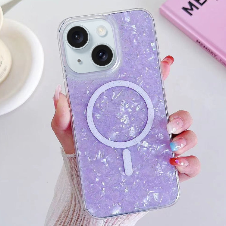 For iPhone 15 Plus Shell Texture MagSafe TPU Phone Case(Purple) - iPhone 15 Plus Cases by buy2fix | Online Shopping UK | buy2fix