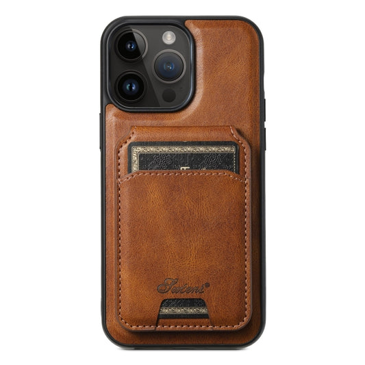 For iPhone 13 Pro Suteni H15 MagSafe Oil Eax Leather Detachable Wallet Back Phone Case(Brown) - iPhone 13 Pro Cases by Suteni | Online Shopping UK | buy2fix