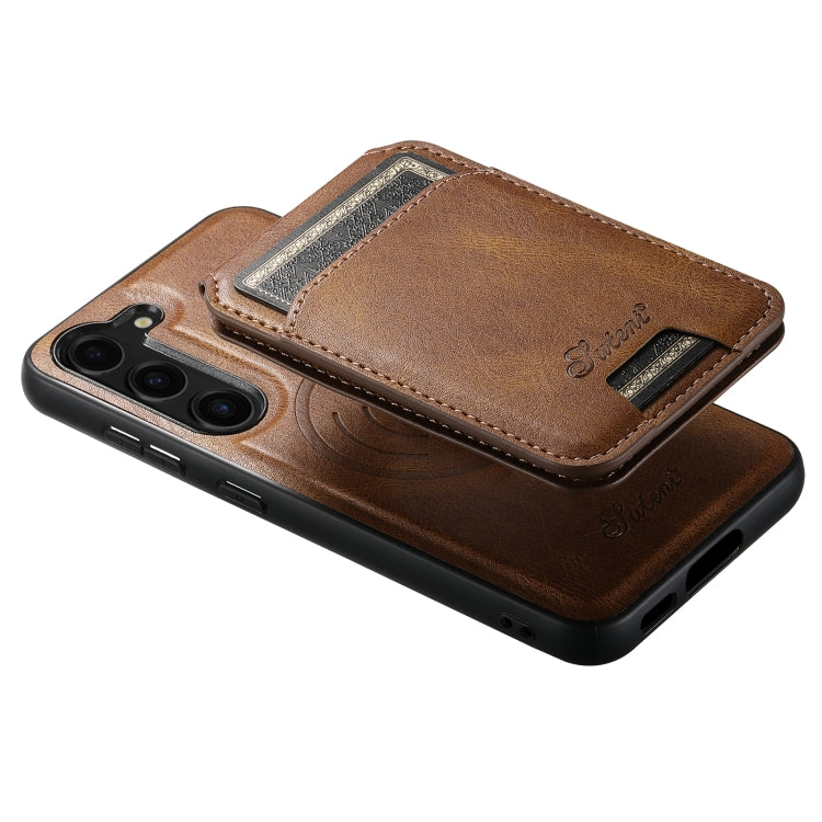 For Samsung Galaxy S24+ 5G Suteni H15 MagSafe Oil Eax Leather Detachable Wallet Back Phone Case(Khaki) - Galaxy S24+ 5G Cases by Suteni | Online Shopping UK | buy2fix