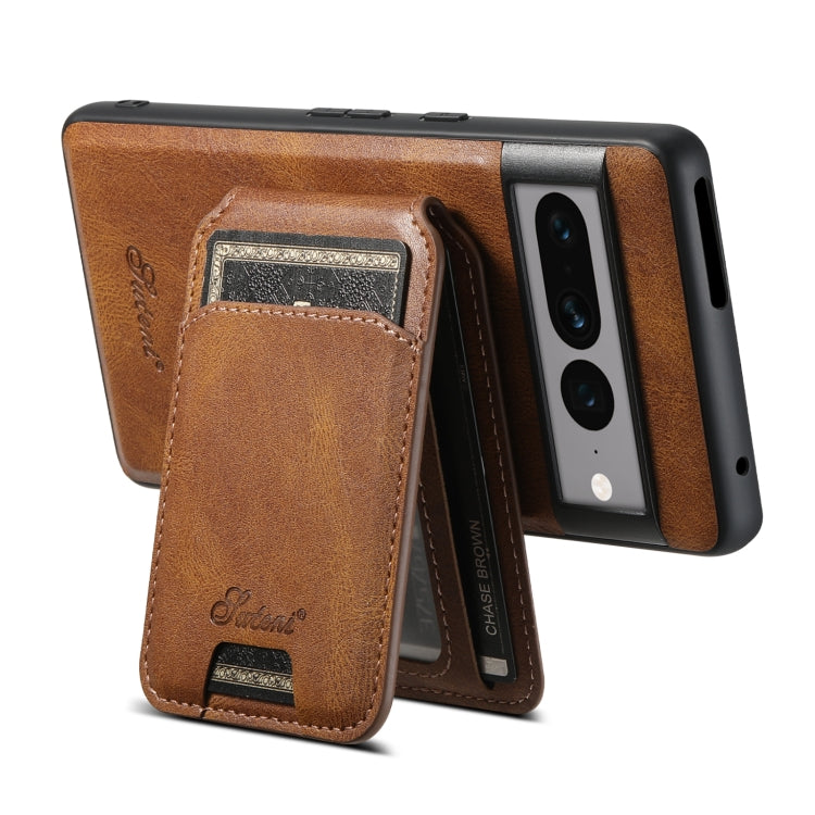 For Google Pixel 8a Suteni H15 Oil Eax Leather MagSafe Detachable Wallet Back Phone Case(Blue) - Google Cases by Suteni | Online Shopping UK | buy2fix