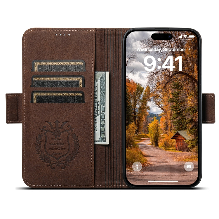 For iPhone 13 SUTENI J07 Multifunctional Horizontal Flip Magsafe Leather Phone Case(Brown) - iPhone 13 Cases by Suteni | Online Shopping UK | buy2fix