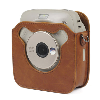 Full Body Camera PU Leather Case Bag with Strap for Fujifilm Instax Square SQ20(Brown) - Camera Accessories by buy2fix | Online Shopping UK | buy2fix