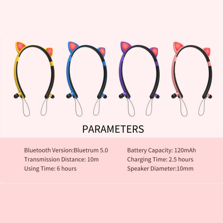 ZW29 Cat Ear Stereo Sound HIFI Fashion Outdoor Portable Sports Wireless  Bluetooth Headset with Mic & LED Light Glowing(Pink) - Neck-mounted Earphone by buy2fix | Online Shopping UK | buy2fix