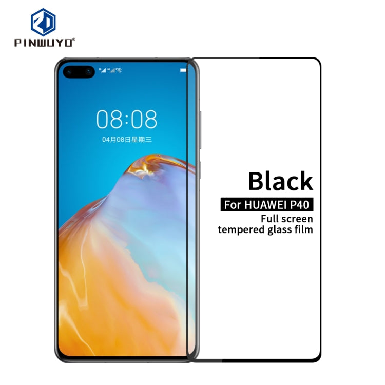 For Huawei P40 PINWUYO 9H 2.5D Full Screen Tempered Glass Film(Black) - Huawei Tempered Glass by PINWUYO | Online Shopping UK | buy2fix