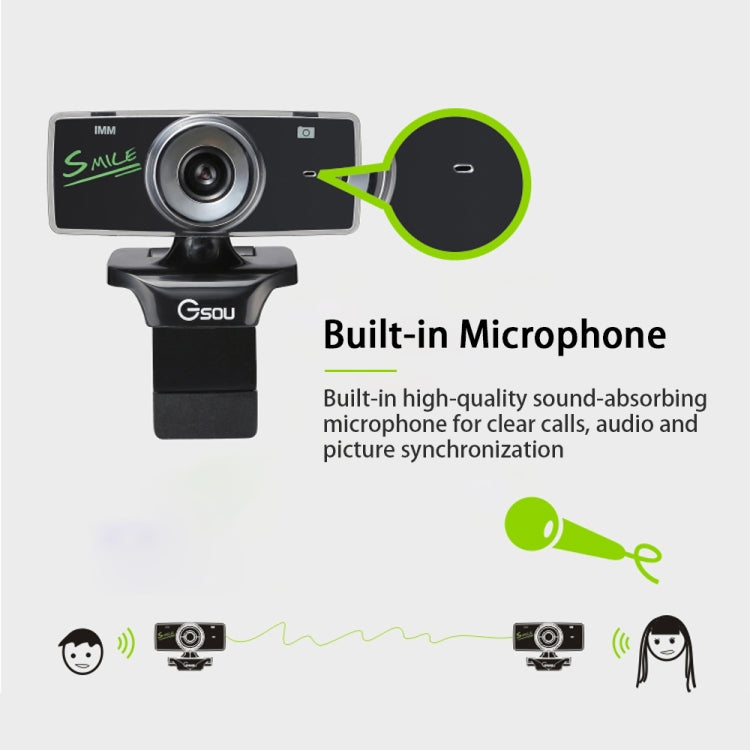 Gsou B18S HD Webcam Built-in Microphone Smart Web Camera USB Streaming Live Camera With Noise Cancellation -  by Gsou | Online Shopping UK | buy2fix